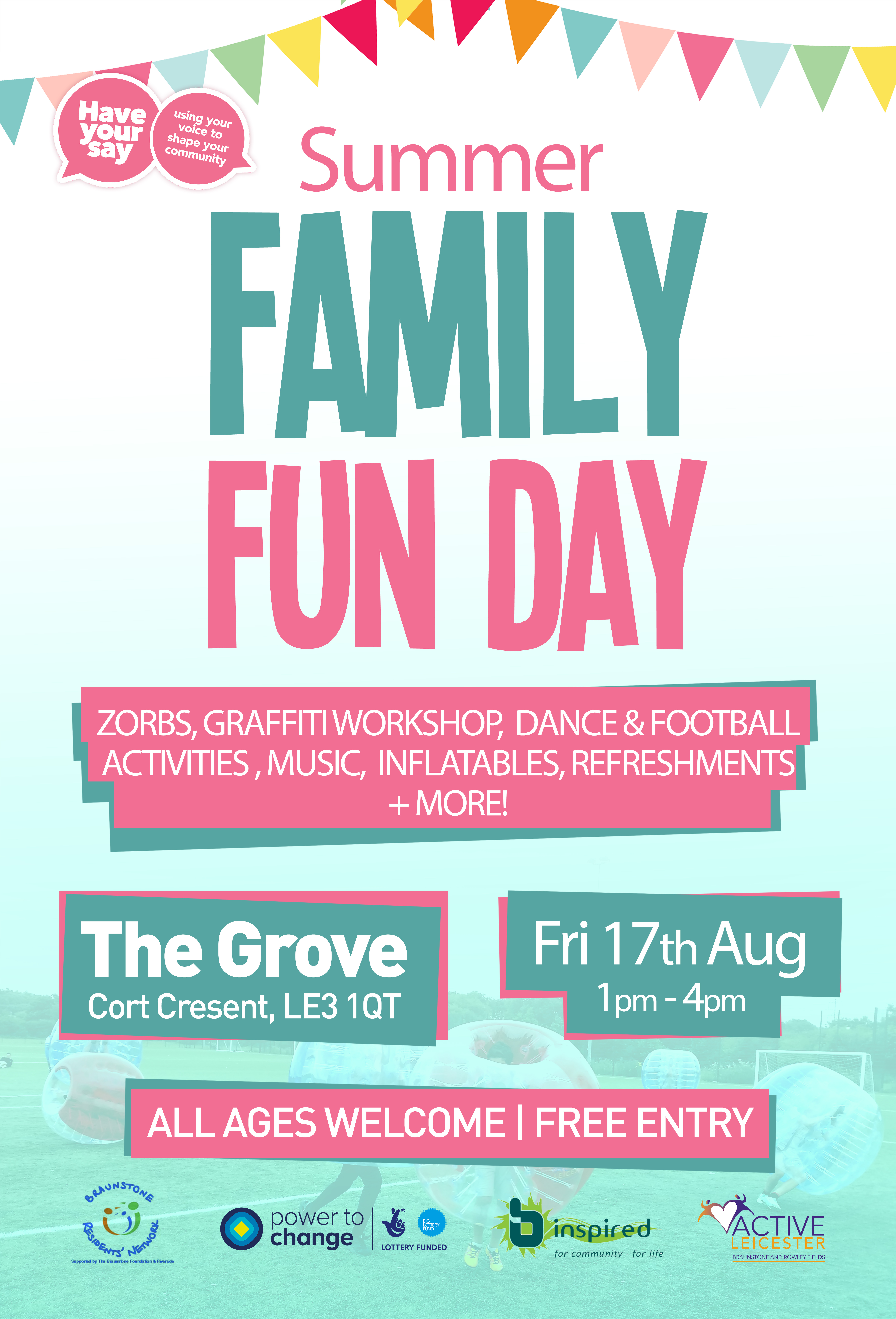FAMILY FUN DAY POSTER - RF Life Links Leicester | Mental Health Charity
